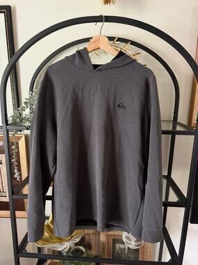 Quiksilver DryFlight Waffle Knit Hoodie Mens Large Gray Performance Pullover